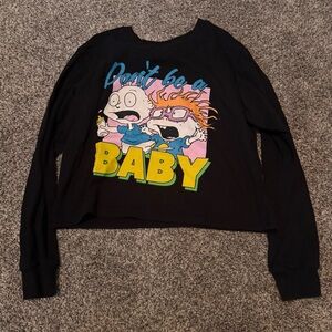 Nickelodeon Rugrats “Don’t Be a Baby” Tommy and Chuckie Crop Top Sweatshirt
